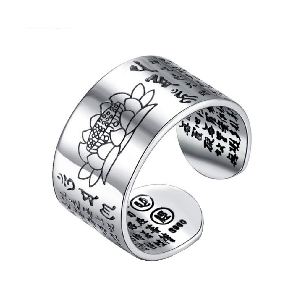 NANHONG Sterling Silver Ring with Gift Box-Retro Scripture Scriptures Ring