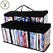 Evelots DVD/Blu Ray/Video-Storage Bag-Clear-Handle-Hold 80 Total-Black Top-Set/2