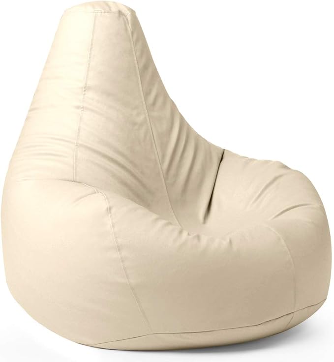 Bean Bag Bazaar Gaming Bean Bag Recliner Chair, Cream, 90cm x 73cm