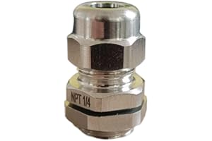 DIEENDAO Strain Relief Cord Grip Cable Gland w/nut Wire 1/4" NPT Stainless Steel Waterproof Cable Gland with Nut Adjustable 3-6.5mm Cable Gland Protectors