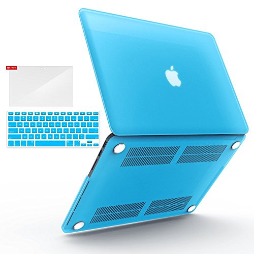 iBenzer Basic Soft-Touch Series Plastic Hard Case, Keyboard Cover, Screen Protector for Apple Previous Generation MacBook Pro 13-inch 13'' with Retina Display A1425/1502, Sky Blue