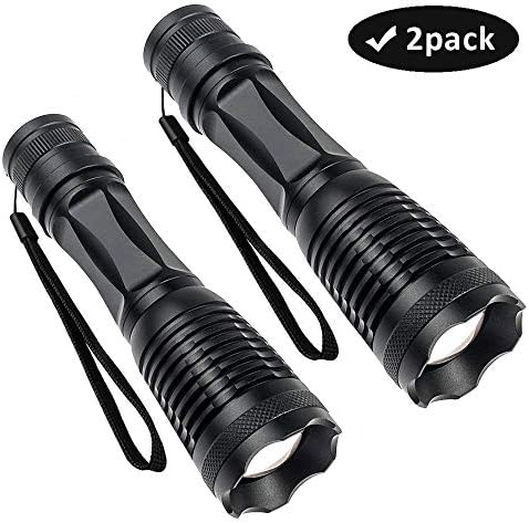 AOMEES Flashlights LED Torch Light Zoomable Water-Resistant Portable Adjustable Focus 5 Modes Tactical Flashlight for Hiking Camping Hunting Cycling Climbing Family Repair (2pack)