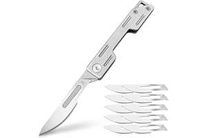VIFUNCO Folding Scalpel Knife, Pocket Knife for Men, Small Keychain Knife, Slim Folding Razor Knives with 10pcs #24 Replaceable Blades, EDC Utility knife, Surgical Knives for Outdoor Skinning