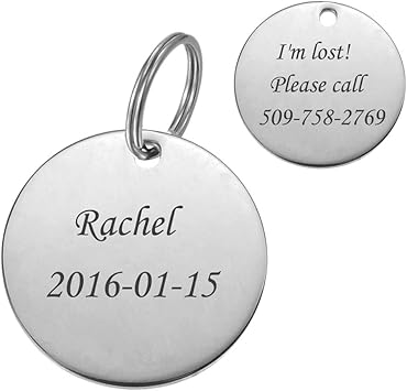 Housweety Medaille Chien Chat A Graver Rond Collier Chien Personnalise Prenom Pour Petit Chien Grand Chien Argent 30mm Amazon Fr Animalerie