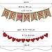 Supla 6.6' Long BE Mine Letters and Hearts Sign Valentine's Day Burlap Banner Rustic Jute Burlap Flag Bunting Banner and 20 Pcs 10 Shape Red Felt Hearts Garland Banner with Red Paper Raffia Cord