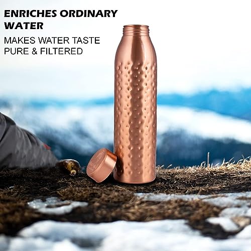 NORMAN JR. Gift Set: 3 Pure Hammered Copper Bottles (1L) - Ayurvedic Copper Bottles Set for Men and Women - Ideal for Father's Day, Mother's Day and Christmas