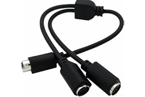 Traovien S-Video 4 Pin Mini DIN Y Splitter Connector Cable Male to 2 Female Extension Adapter Cable 0.3m