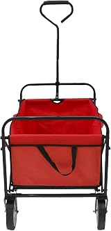 Oypla Red Heavy Duty Foldable Garden Trolley 70KG Capacity Wagon view 7
