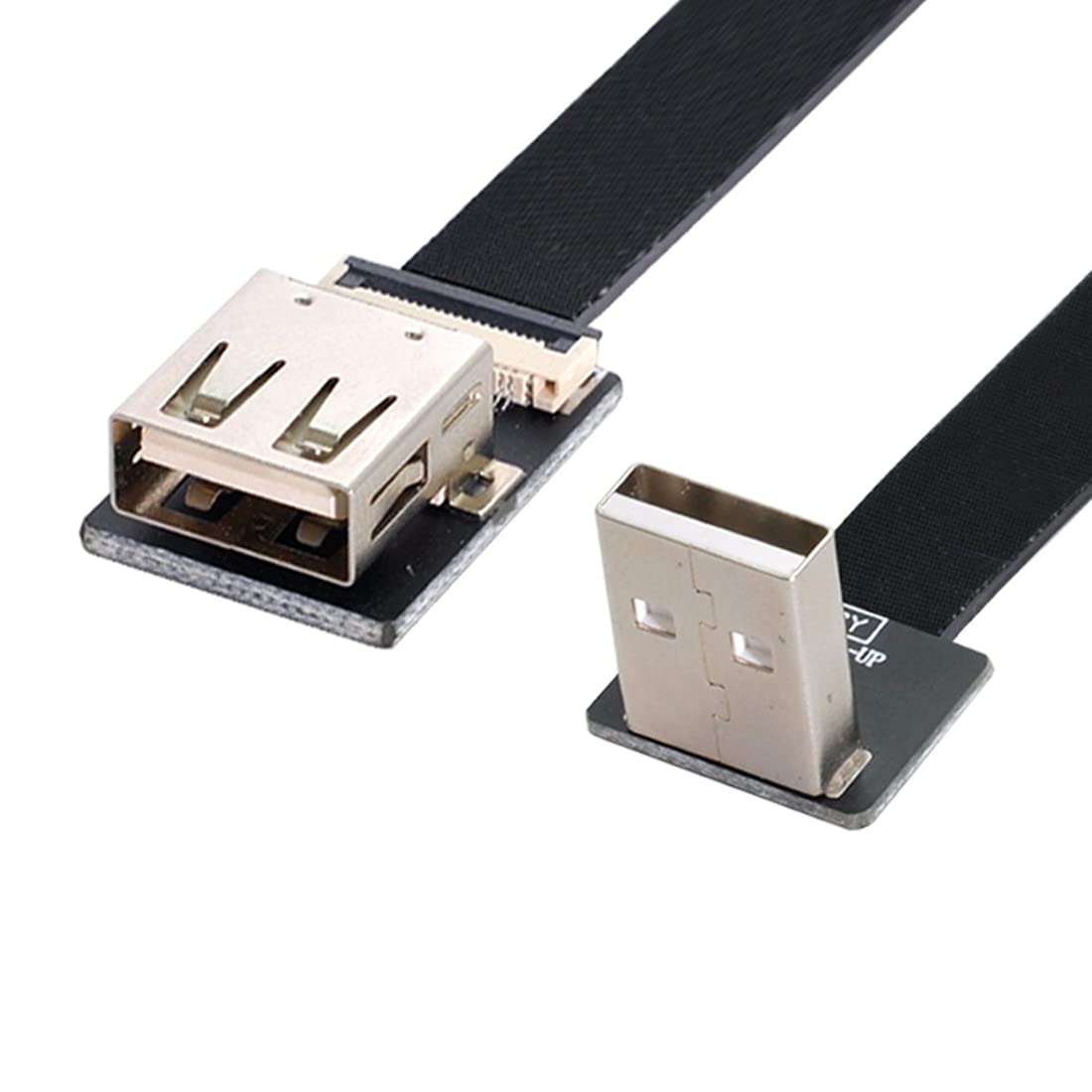 ChenYang CY Up Angled Flat Slim FPC USB 2.0 Type-A Male to Female Extension Data Cable for FPV & Disk & Scanner & Printer 50CM