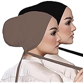 Hophor Women Under Scarf Hat Hijab Undercap Islamic Muslim Under Scarf Hijab Cap with Tie-Back Closure