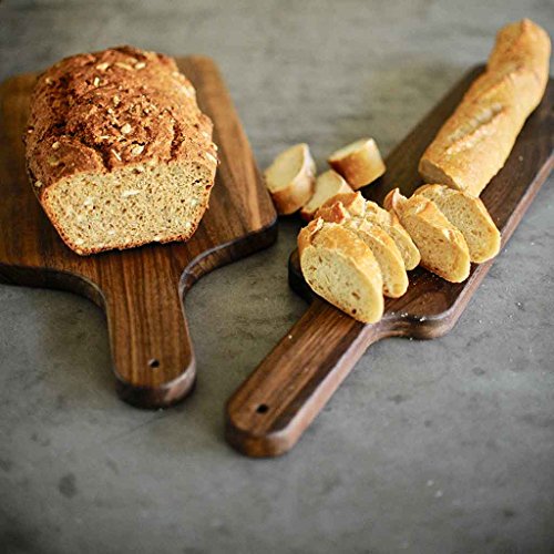 Walnut Wood Cutting Board with Handle by Virginia Boys Kitchens - 4x20 American Hardwood Chopping and Serving Rustic Paddle for Baguette Bread Cheese and Charcuterie