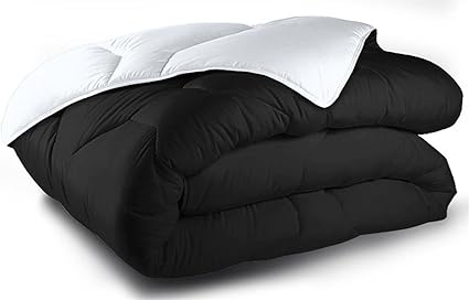 Couette Reversible Bicolore 220x240 100 Coton 600 Grs Noir Blanc Amazon Fr Cuisine Maison
