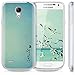 kwmobile Case Compatible with Samsung Galaxy S4 Mini - Case Clear TPU Cover with Design - Smile Heart Blue/Turquoise