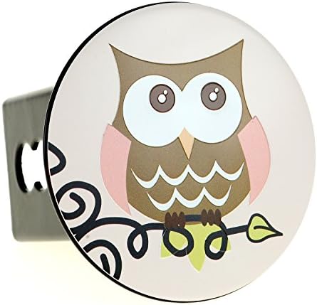 Embossed Metal Emblem on Metal Trailer Hitch Cover (Fits 2" Receivers, Owl)