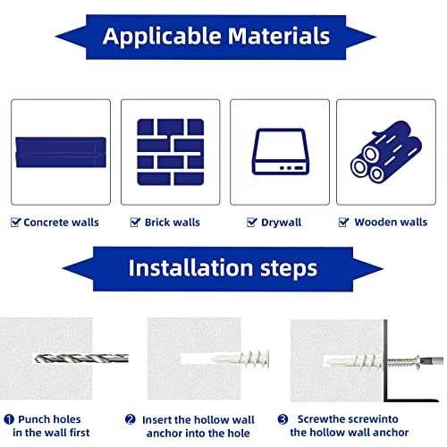 Drywall Anchors Self Drilling Hollow Wall Anchors with Screws, No Pre