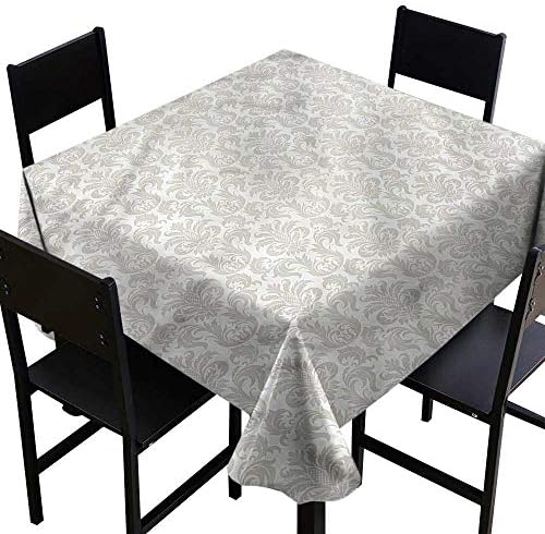 Damask Spill-Proof Table Cover Floral Swirl Rococo Style Party Decorations Table Cover Cloth 70 x 70 Inch