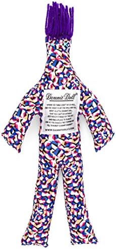 Dammit Doll - Classic Dammit Doll - ACTE DE CIRQUE - Purple, Pink &amp; Gold Kaleidoscope, Purple Hair - Stress Relief, Gag Gift
