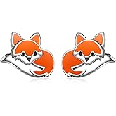Axolotl/Fox/Panda/Unicorn/Horse/Dog Earrings 925 Sterling Silver Hypoallergenic Animal Stud Earrings Jewelry Gifts for Women Daughter