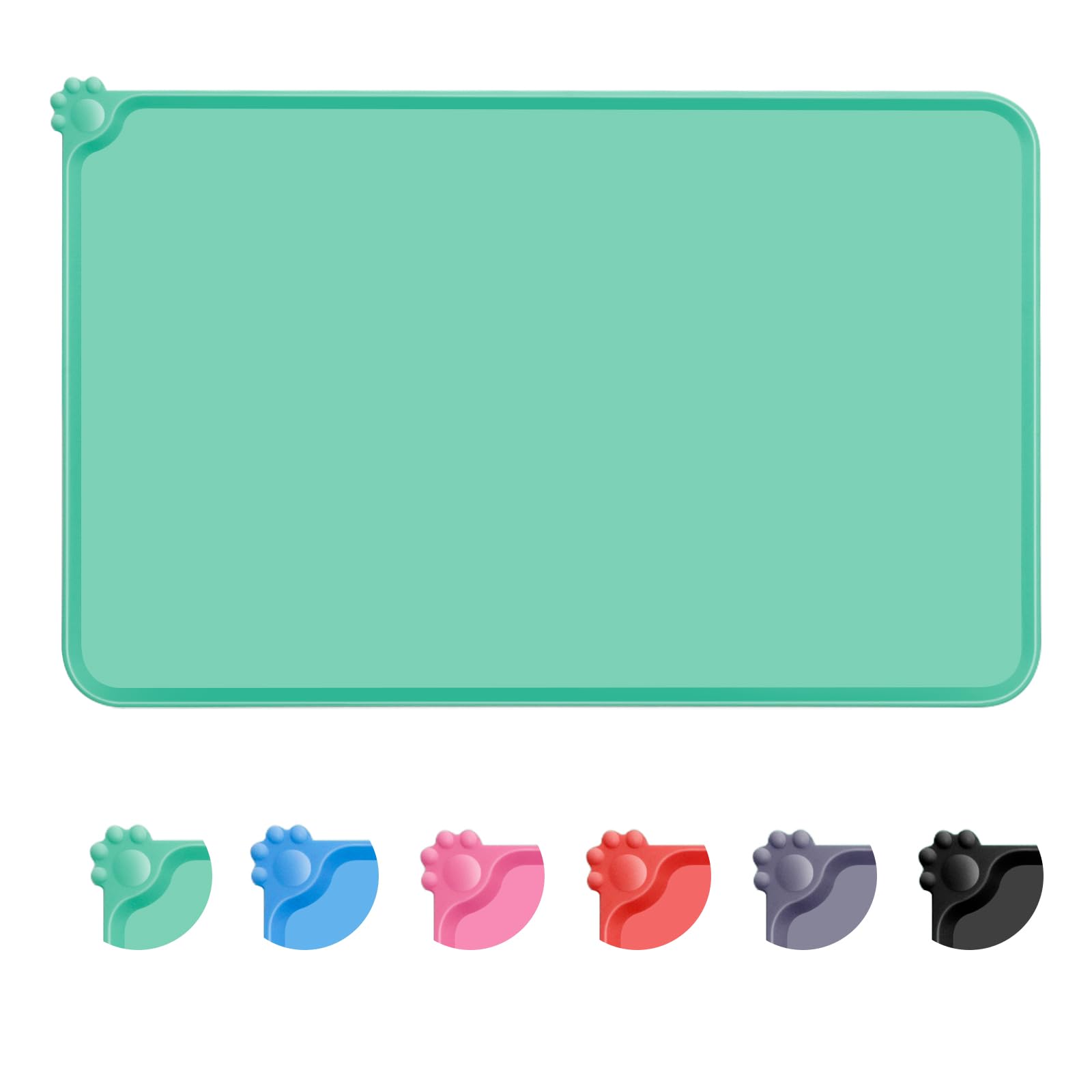 MOACC Dog Food Mat, Silicone Pet Feeding Mat, Non Slip & Waterproof Bowl Mat for Dog and Cat, 47 x 30 cm, Green