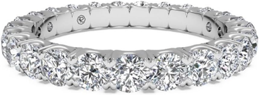 Certified 1.25Ct Moissanite Eternity Band Genuine Moissanite Womens 925 Sterling Silver Rings Round Cut Natural Moissanite Engagement Rings White Gold Finished Color H-I Clarity VVS1