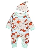 Newborn Baby Boy Girl Romper Infant Fox Jumpsuit Long Sleeves Outfits Clothes (70(0-3M), Floral)