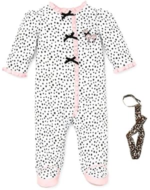 Footie Baby Girls Footed Sleeper Sleep N Play and Tether Poodle