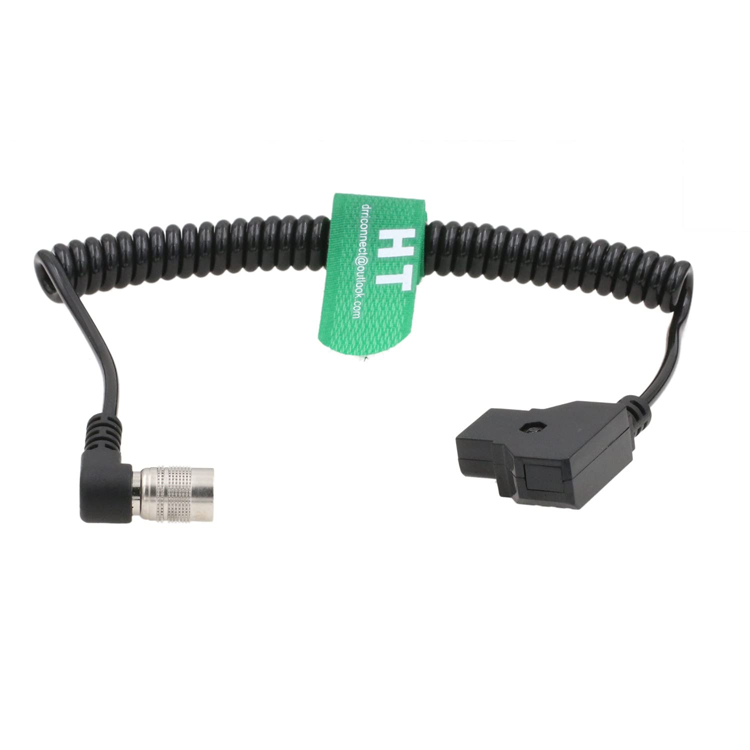 HangTon New D-tap to Hirose 4 Pin Male Right Angle Coiled Power Cable for Sound Devices 633 688 788T Recorder Mixer 10-18V