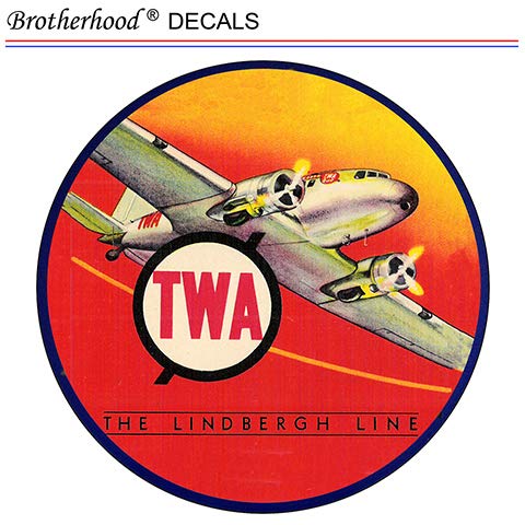 TWA Trans Worlds Airlines Lindbergh Line American Airlines Signs Airport Emblem Vintage Gas Reproduction Pack of Two Vinyl Decals for Laptop Water Bottle (Pack of Two 2.75" Decals)