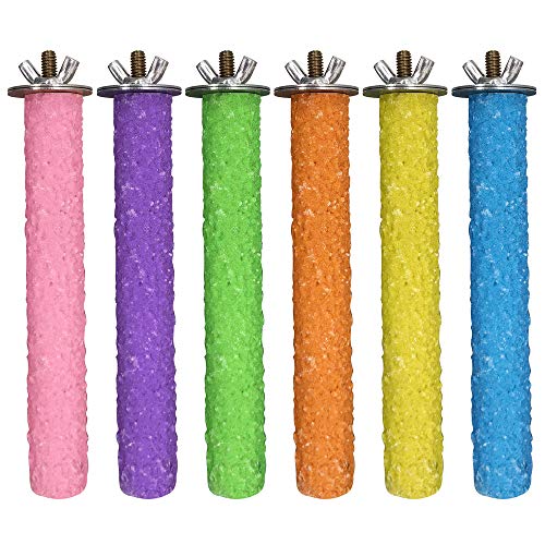LiMio Bird Perch Parakeet Toys Conures Stand 6 PCS Rough Sand Wood Perch Parrot Cage Accessories