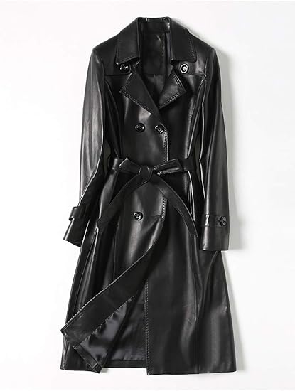 Amazon Efvslon 羊革 本革 レザージャケット レディース レザーコート ロングコートコート トレンチコート スプリングコート ライダース オフィス 防風 M コート ジャケット 通販