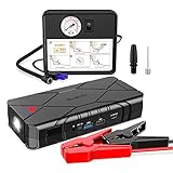 SUAOKI 1200A Peak Car Jump Starter Battery Pack 16000mAh Air Compressor (up to 7.5L Gas or 6.0L Diesel Engine) with Type-C In/Out, Quick Charge 3.0 Ports, LED light for Vehicles SUV Trucks (U18 Plus)