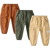 Feidoog Toddler Baby Boys 2/3 Pack Sweatpants Solid Cotton Elastic Waist Trousers Active Jogger Pants