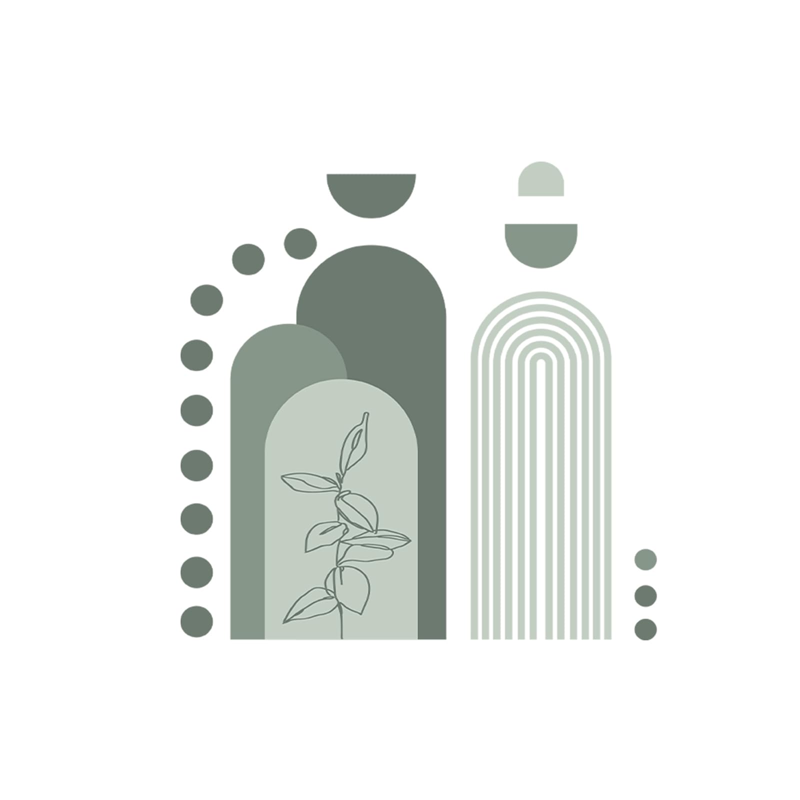 SUPERDANT Arched Green Wall Stickers Boho Mountain Wall Decals Bohomian Plant Decals Stickers for Walls for Living Room Kitchen TV Backgroud Decoration