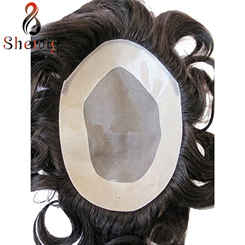 SheWig Men's Toupee Fine Mono with PU Coated All Around Perimeter Plus Folded