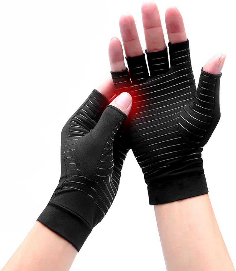 Hotcakes Copper Compression Gloves Arthritis Therapy Open Finger 88 Copper