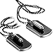 Flongo 1 Pair of Bullet Army Dog Tag Pendant Necklace Mens, 27.5 inch Chain, Black