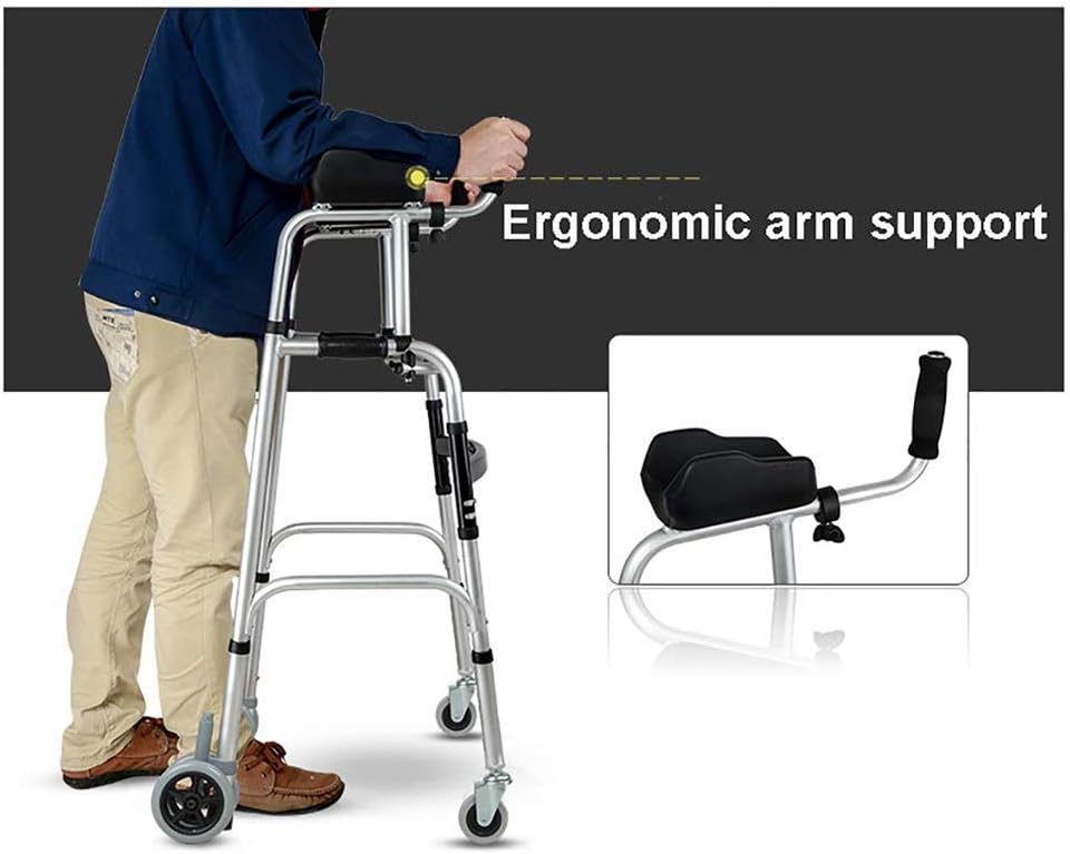 Stand Upright Walkers for Seniors with Seat, Elderly Rollator Walker with Seat and Wheels, Adjustable Walking Aids with Armrest for Disabled Limited Mobility, Foldable 4 Wheels Walkers + Seat + Bag: Health & Personal Care