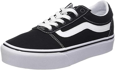 Femme Ward Platform Canvas Shoes, Noir Canvas Black White, 40 EU
