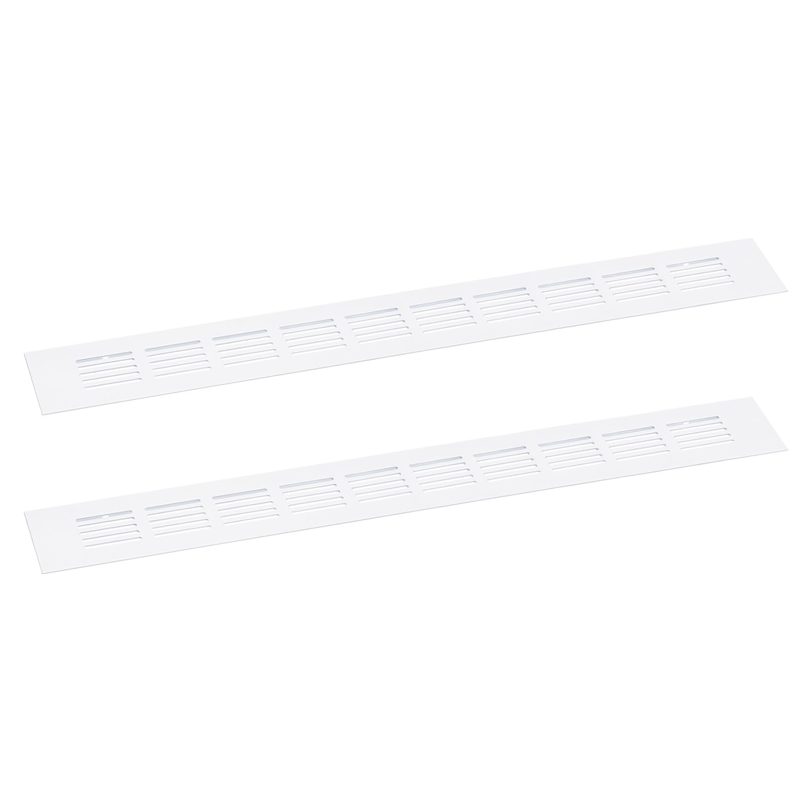 uxcell Air Vents Cover, 2Pcs 400 x 50mm - Aluminum Alloy Mesh Air Return Vent Cover, Rectangle Louvered Ventilation Grille for Shoe Cabinet Wardrobe (White)