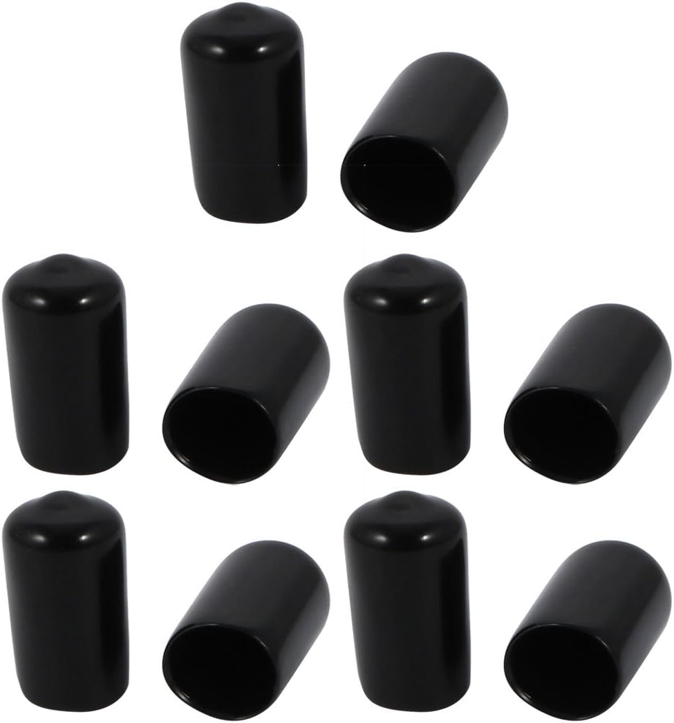 sourcing map 10 Pcs 10mm Inner Dia Pvc Vinyl End Cap Bolt Screw Thread Protector Black, 10pcs