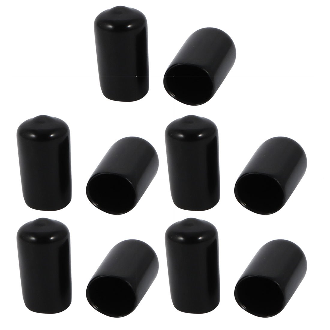 sourcing map 10 Pcs 10mm Inner Dia Pvc Vinyl End Cap Bolt Screw Thread Protector Black