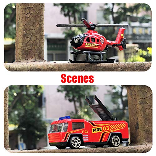 Dreamon Spielzeugautos Feuerwehrauto Fahrzeuge Feuerwehrmann Spielzeug Set Mini Cars für Kinder ab 3 Jahren,6 Pcs – Bild 7