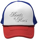 Gooder Tees BOATS 'N HOES - prestige ferrell funny rap hip hop Mesh Trucker Cap Hat, RWB