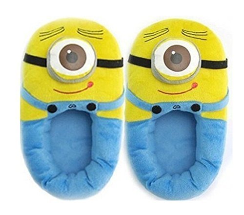 1 X Despicable Me 3D Eyes Minion Stewart Soft Plush Doll Adult Plush Slippers by Cute Slippers