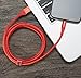 Amazon Basics Double Braided Nylon USB-A to Lightning Cable, Advanced Collection, MFi Certified Apple iPhone Charger, Red, 6 Foot