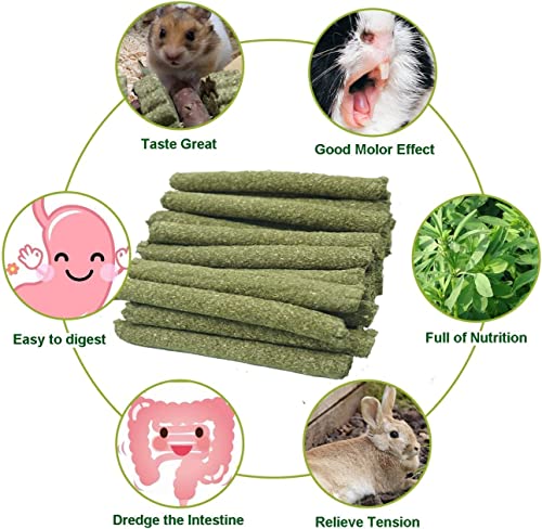 Odluzy 20 Pcs Natural Timothy Hay Sticks, Molar Wood Treats Stick, Teeth Chew Stick for Rabbits, Hamster, Chinchilla and Other Small Animals