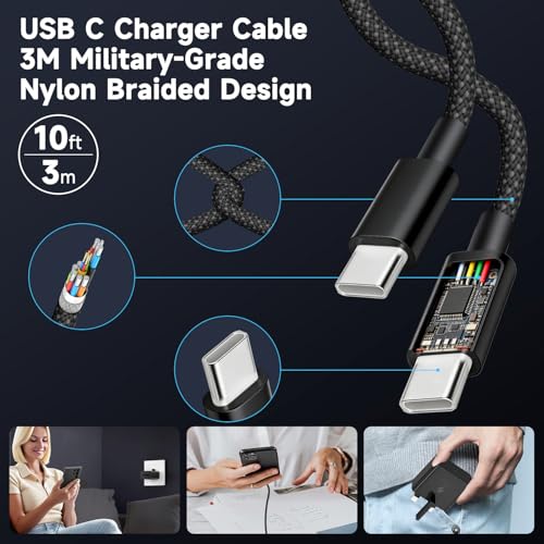 45W Super Fast USB C Charger for Galaxy S26 Ultra/S26+/S26/S25/S25+/S25 Ultra/S24/S24 Ultra/S23/S22/A55/A54/A15/A14, USB C Super Fast Charger with 3M USB Type C Charging Cable and Plug Charge