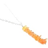 Natural Orange Sapphire Rough Pendant Necklace, Raw Gemstone, Energy Healing Crystals, Birthday, Gift for Her, Gemstone Jewelry 18 inch AAA+ Quality (Orange Sapphire)