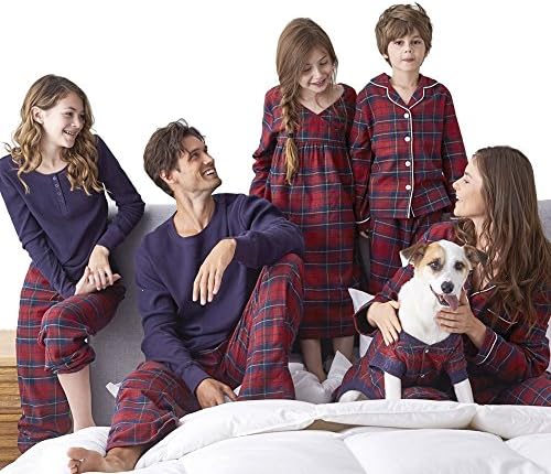 SESY Family Christmas Pajamas Matching Sets Red Plaid Loungewear Button Front Blouse & Trousers Holiday Suits