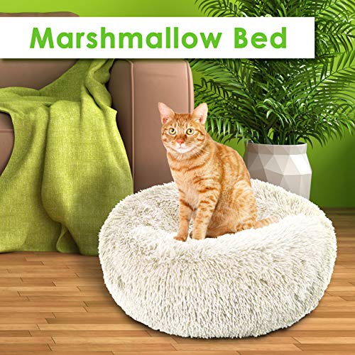 SUGAR PET SHOP Marshmallow Cat Bed For Indoor Cats Calming Cat Bed